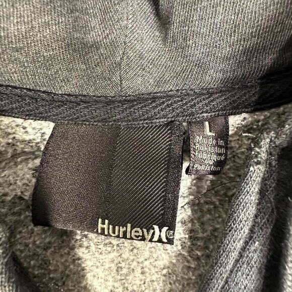 Distressed Vintage Y2K Hurley Big Logo Grey/White Stitching Full-zip Hoodie L - Picture 3 of 7